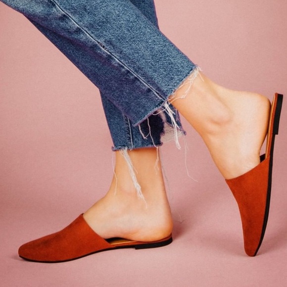 Brick Vegan Suede Mule Flats - Picture 6 of 6